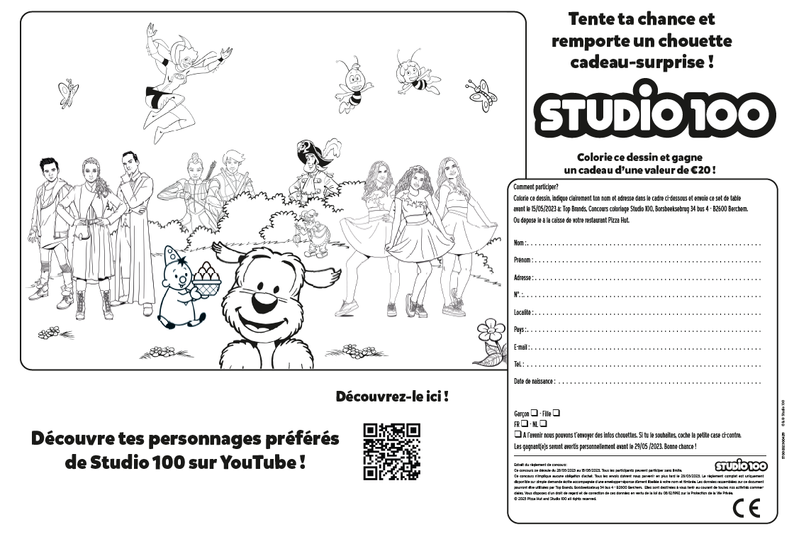 Studio 100 - Pizza Hut - concours de coloriage 2023 - FR
