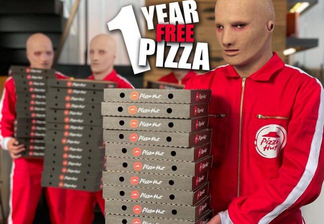 Win 1 year free pizza